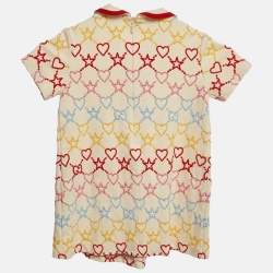 Pre Owned Gucci Kids Cream GG Embroidered Jersey Dress 24M