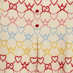 Pre Owned Gucci Kids Cream GG Embroidered Jersey Dress 24M