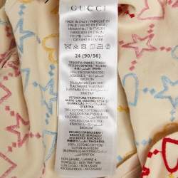 Pre Owned Gucci Kids Cream GG Embroidered Jersey Dress 24M