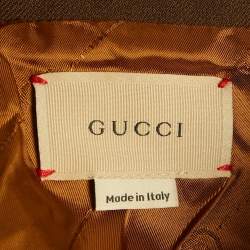 Pre Owned Gucci Brown Tiger Embroidered Double Breasted Coat 8Yrs