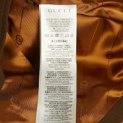Pre Owned Gucci Brown Tiger Embroidered Double Breasted Coat 8Yrs