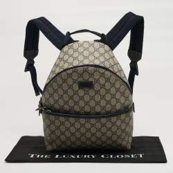 Pre Owned حقيبة ظهر غوتشي من قماش GG سوبرم ب لون كحلي/بيج