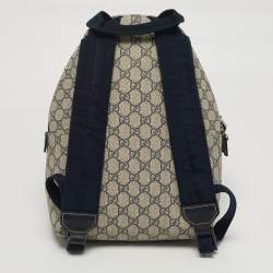 Pre Owned حقيبة ظهر غوتشي من قماش GG سوبرم ب لون كحلي/بيج