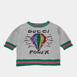 مملوكة مسبقًا Gucci Kids Grey Sequin Diamond Neoprene Sweater 6Yrs