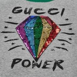 Pre Owned Gucci Kids Grey Sequin Diamond Neoprene Sweater 6Yrs