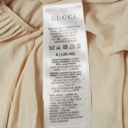 Pre Owned Gucci Kids Cream Printed Silk Ruffled Dress 6Yrs