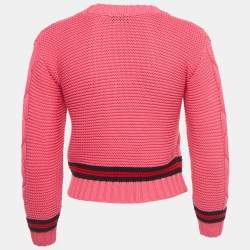 Pre Owned Gucci Pink Cable Knit Buttoned Cardigan (8 Yrs)