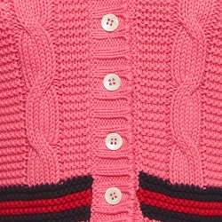 Pre Owned Gucci Pink Cable Knit Buttoned Cardigan (8 Yrs)