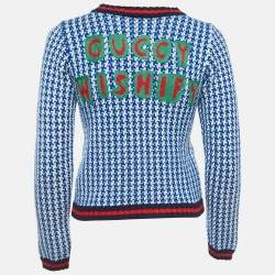 Gucci Blue/White Patterned Wool Buttoned Cardigan (10 Yrs)