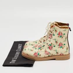 Gucci Multicolor Rose Print Supreme Canvas Ankle Boots Size 33