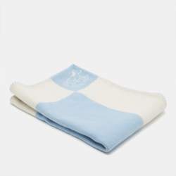 Pre Owned Hermès Blue Wool & Cashmere Adada Avalon Baby Blanket