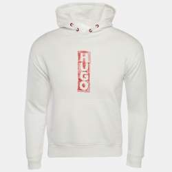 Hugo Boss Kids White Printed Cotton Hoodie 12 Yrs 