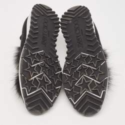 Jimmy Choo Black Knit Fabric and Lurex Norway Pom Pom Sneakers Size 34 (Kids)