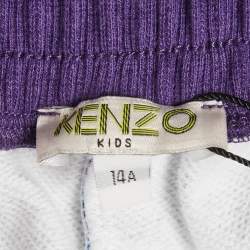 Pre Owned Kenzo Kids Purple/Blue Print Cotton Track Pants 14Yrs