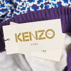Pre Owned Kenzo Kids Purple/Blue Print Cotton Track Pants 14Yrs