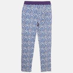 Pre Owned Kenzo Kids Purple/Blue Print Cotton Track Pants 14Yrs