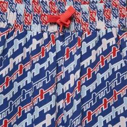 Kenzo Kids Blue/Red Printed Crepe Track Pants 8 Yrs 