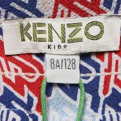 Kenzo Kids Blue/Red Printed Crepe Track Pants 8 Yrs 