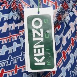 Kenzo Kids Blue/Red Printed Crepe Track Pants 8 Yrs 