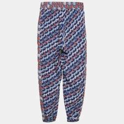 Kenzo Kids Blue/Red Printed Crepe Track Pants 8 Yrs 