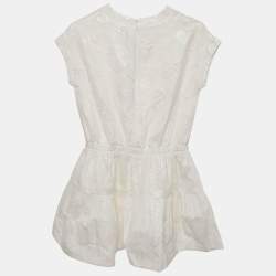 Kenzo White Lurex Jacquard Flounce Dress 10 Yrs