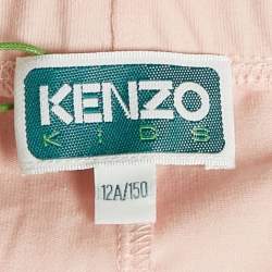 Kenzo Kids Pink Logo Print Cotton Knit Leggings 12 Yrs