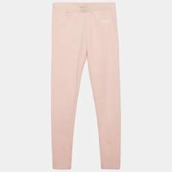 Kenzo Kids Pink Logo Print Cotton Knit Leggings 12 Yrs