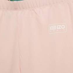 Kenzo Kids Pink Logo Print Cotton Knit Leggings 12 Yrs