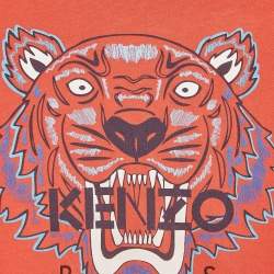 Kenzo Kids Red Tiger Logo Print Jersey T-Shirt 4 Yrs