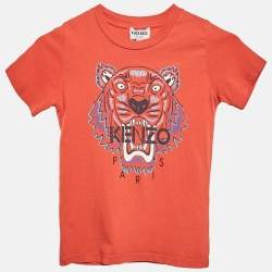 Kenzo Kids Red Tiger Logo Print Jersey T-Shirt 4 Yrs