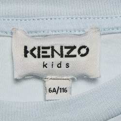 Pre Owned Kenzo Kids Tiger Logo Print Jersey T-Shirt 6 Yrs 