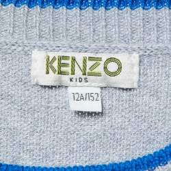 Pre Owned Kenzo Grey Logo Embroidered Cotton Full Sleeve Sweater 12 Yrs