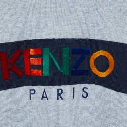 Pre Owned Kenzo Grey Logo Embroidered Cotton Full Sleeve Sweater 12 Yrs
