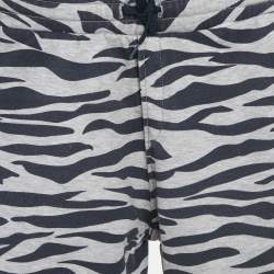 Pre Owned Kenzo kids Grey /Navy Blue Tiger Striped Cotton Drawstring Shorts 8Yrs