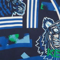 Pre Owned Kenzo Kids Navy Blue Printed Short Sleeve Cotton T-Shirt 8Yrs 