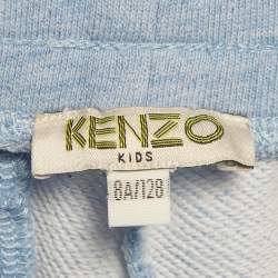 Pre Owned Kenzo Blue Cotton Logo Applique Drawstring Shorts 8Yrs