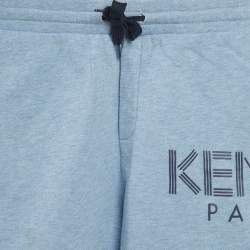 Pre Owned Kenzo Blue Cotton Logo Applique Drawstring Shorts 8Yrs