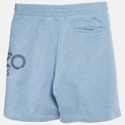 Pre Owned Kenzo Blue Cotton Logo Applique Drawstring Shorts 8Yrs