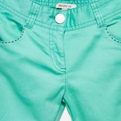 Kenzo Kids Green Embroidered Cotton Pants 10 Yrs