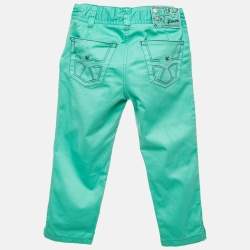 Kenzo Kids Green Embroidered Cotton Pants 10 Yrs