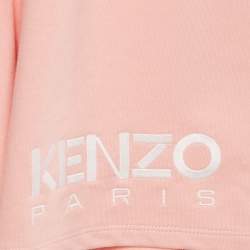 Pre Owned Kenzo Pink Logo Embroidered Cotton Knit Shorts 12 Yrs