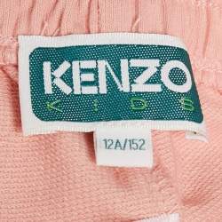 Pre Owned Kenzo Pink Logo Embroidered Cotton Knit Shorts 12 Yrs