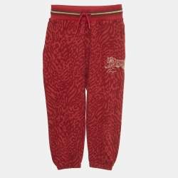 مملوكة مسبقًا Kenzo Kids Red Leopard Print Cotton Joggers 6 Yrs