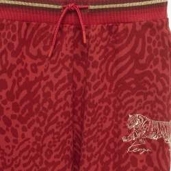 مملوكة مسبقًا Kenzo Kids Red Leopard Print Cotton Joggers 6 Yrs