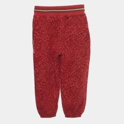 مملوكة مسبقًا Kenzo Kids Red Leopard Print Cotton Joggers 6 Yrs