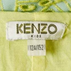 Pre Owned فستان كينزو أزرق/أصفر قطن بروادريه أنغلايز 12 سنة