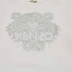 Pre Owned Kenzo Kids White Tiger Embroidered Cotton Sweatshirt 4Yrs
