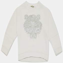 Pre Owned Kenzo Kids White Tiger Embroidered Cotton Sweatshirt 4Yrs