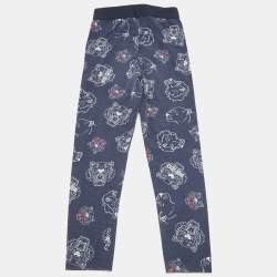 Pre Owned Kenzo Kids Blue Logo Print Jersey Leggings 5Yrs