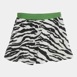 Pre Owned Kenzo Kids Black / White Animal Print Tiger Applique Cotton Skirt 10Yrs  